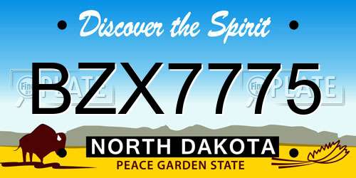 BZX7775 North Dakota License Plate
