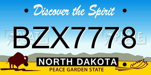 BZX7778 North Dakota License Plate