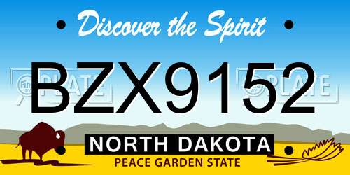 BZX9152 North Dakota License Plate