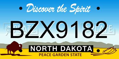 BZX9182 North Dakota License Plate