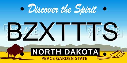 BZXTTTS North Dakota License Plate