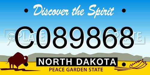 C089868 North Dakota License Plate