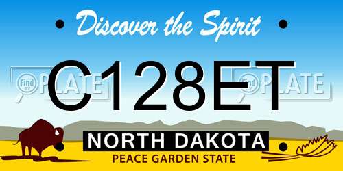 C128ET North Dakota License Plate