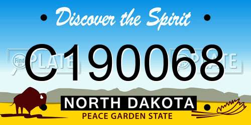 C190068 North Dakota License Plate