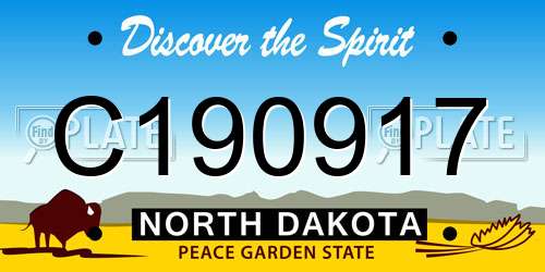 C190917 North Dakota License Plate