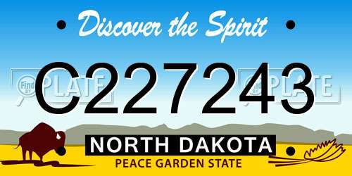 C227243 North Dakota License Plate