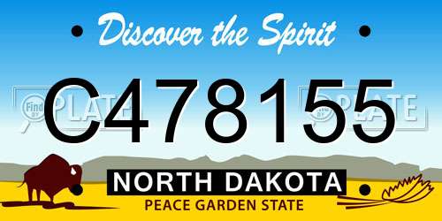 C478155 North Dakota License Plate