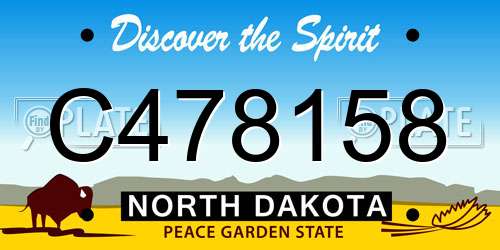 C478158 North Dakota License Plate