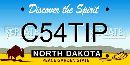 C54TIP North Dakota License Plate