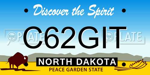 C62GIT North Dakota License Plate