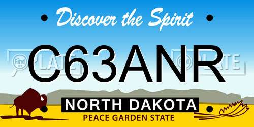 C63ANR North Dakota License Plate