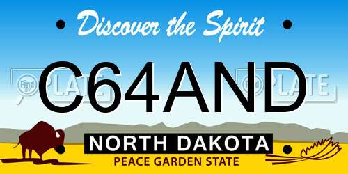 C64AND North Dakota License Plate