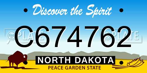 C674762 North Dakota License Plate