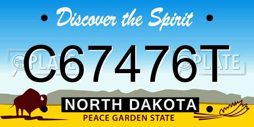 C67476T North Dakota License Plate