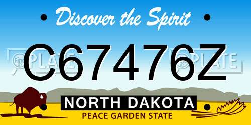 C67476Z North Dakota License Plate