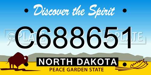 C688651 North Dakota License Plate