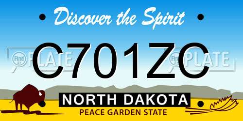 C701ZC North Dakota License Plate