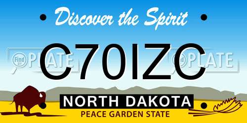 C70IZC North Dakota License Plate