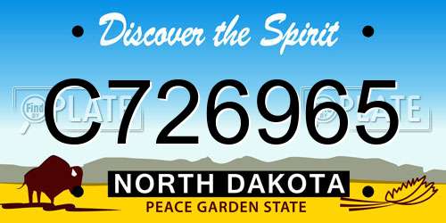 C726965 North Dakota License Plate