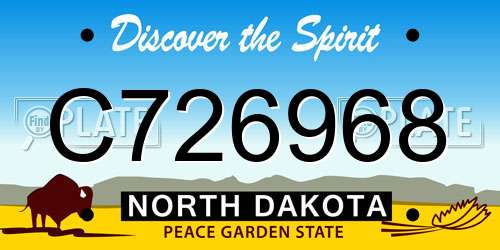 C726968 North Dakota License Plate