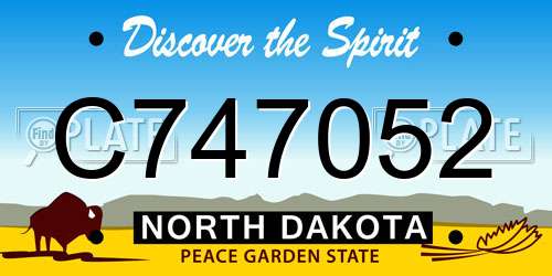 C747052 North Dakota License Plate