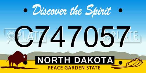 C747057 North Dakota License Plate