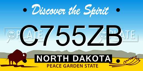 C755ZB North Dakota License Plate