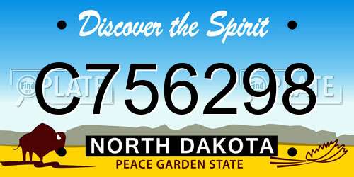 C756298 North Dakota License Plate