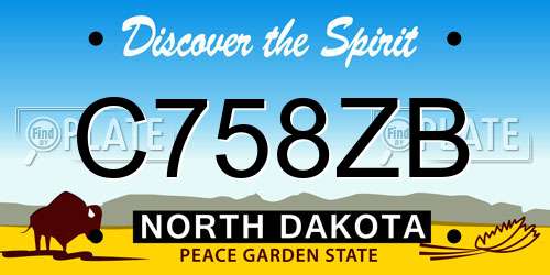 C758ZB North Dakota License Plate
