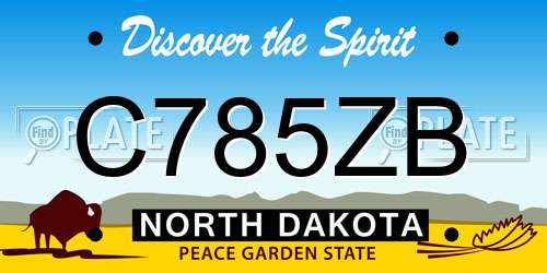 C785ZB North Dakota License Plate