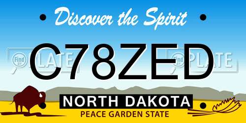 C78ZED North Dakota License Plate