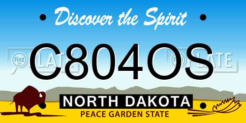 C804OS North Dakota License Plate