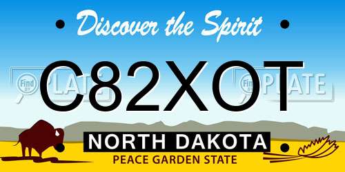 C82XOT North Dakota License Plate