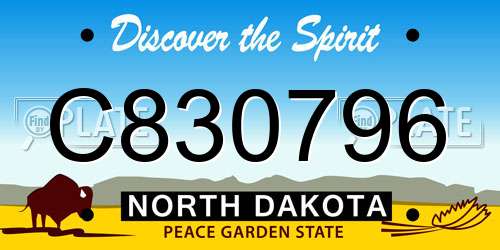 C830796 North Dakota License Plate
