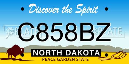 C858BZ North Dakota License Plate