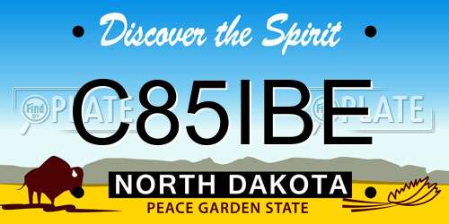 C85IBE North Dakota License Plate