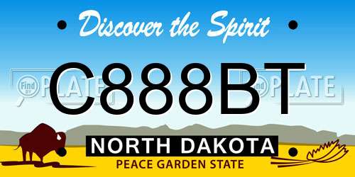 C888BT North Dakota License Plate