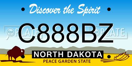 C888BZ North Dakota License Plate