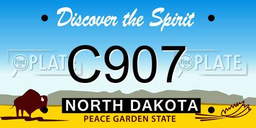 C907 North Dakota License Plate