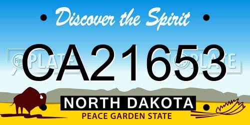 CA21653 North Dakota License Plate