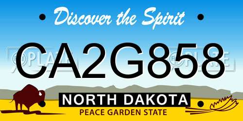 CA2G858 North Dakota License Plate
