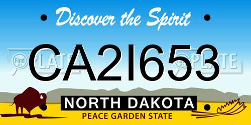 CA2I653 North Dakota License Plate