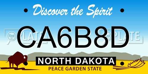 CA6B8D North Dakota License Plate