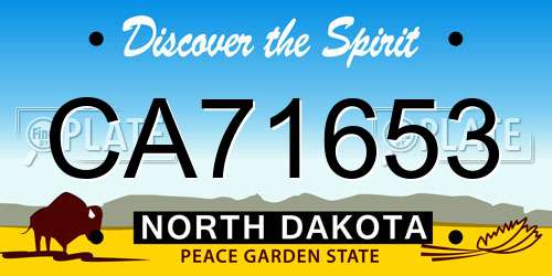 CA71653 North Dakota License Plate