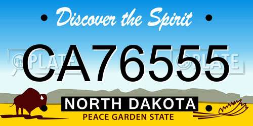 CA76555 North Dakota License Plate