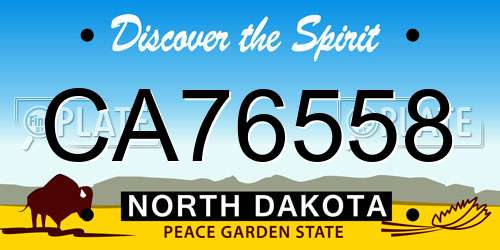 CA76558 North Dakota License Plate