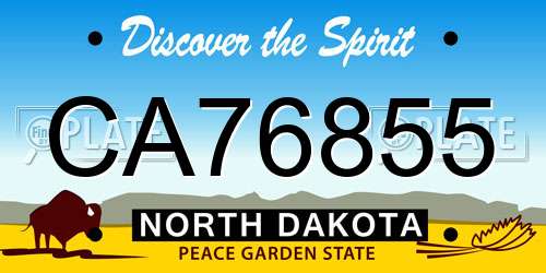 CA76855 North Dakota License Plate