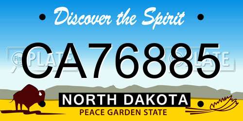CA76885 North Dakota License Plate