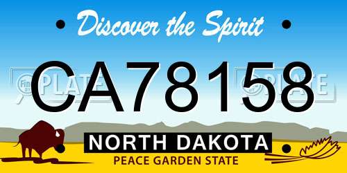 CA78158 North Dakota License Plate