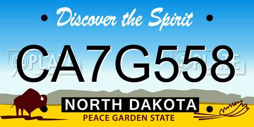 CA7G558 North Dakota License Plate